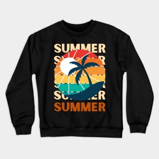 Hello summer sunset Beach summertime Adventure travel lover palm tree sun Crewneck Sweatshirt